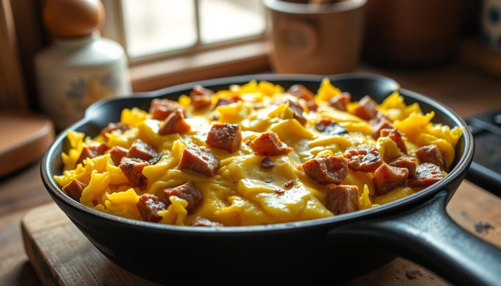 Canned Corned Beef and Eggs Scramble