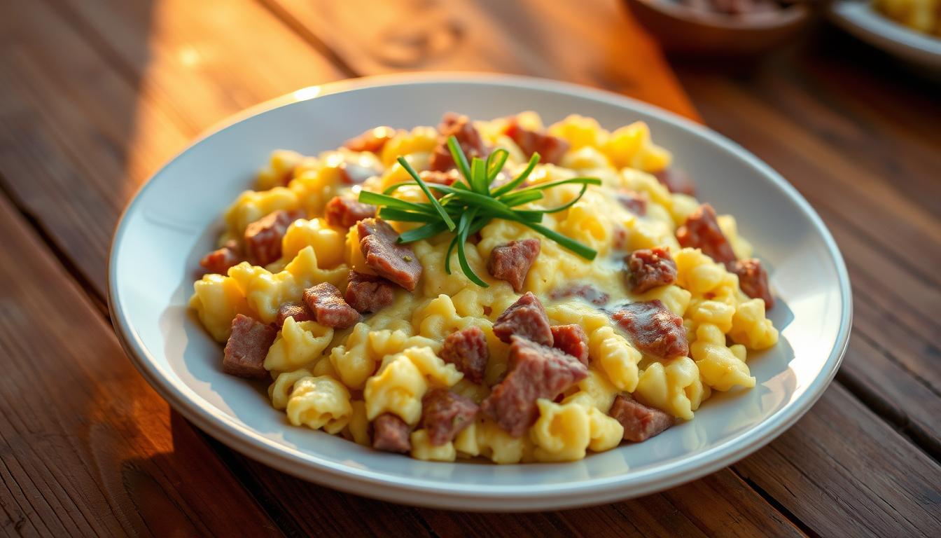 Canned Corned Beef and Eggs Scramble