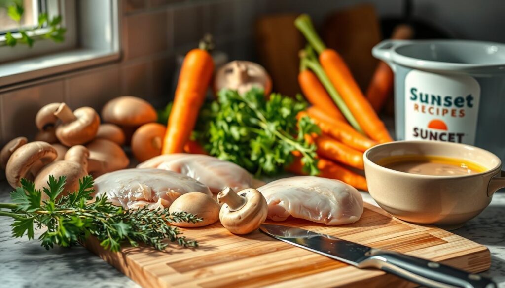 Healthy Chicken and Mushroom Soup Ingredients