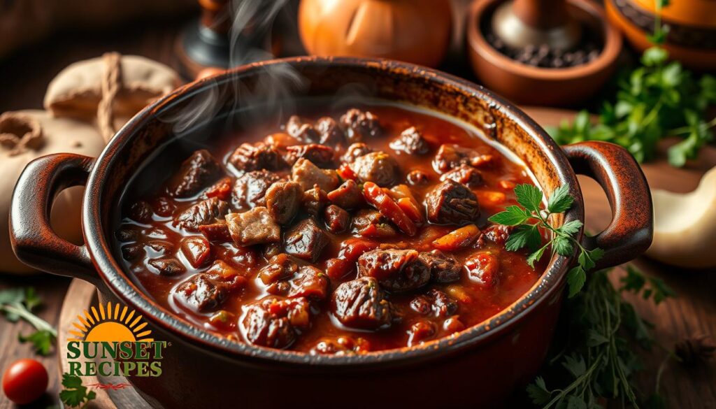 Hearty Beef Brisket Chili Simmering